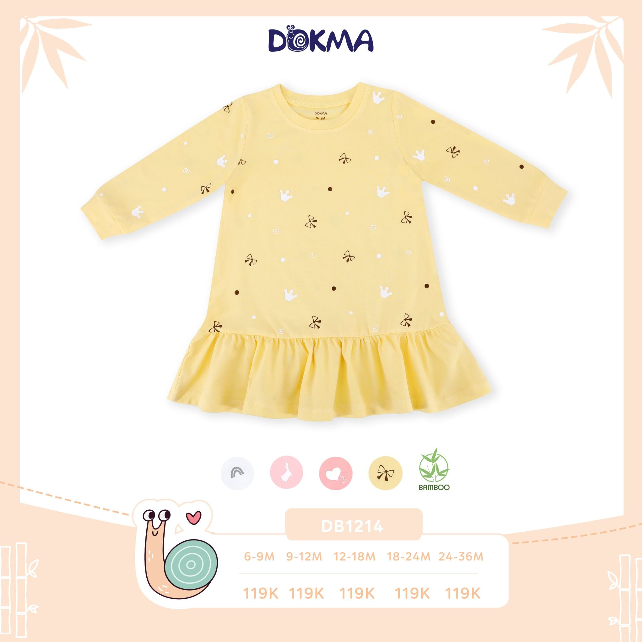 DB1214 - Đầm đuôi cá dài tay cho bé từ 9-36M