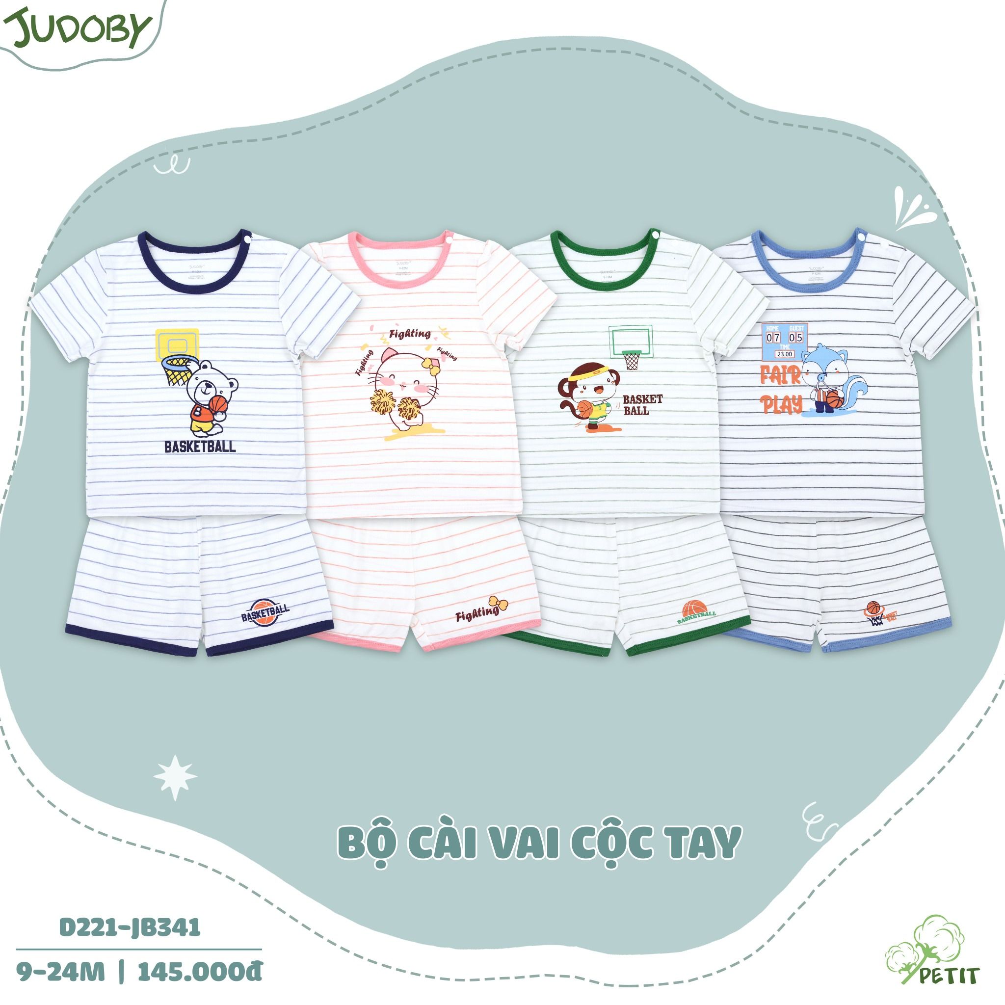  JB341 - Bộ thun đùi cài vai cộc tay 