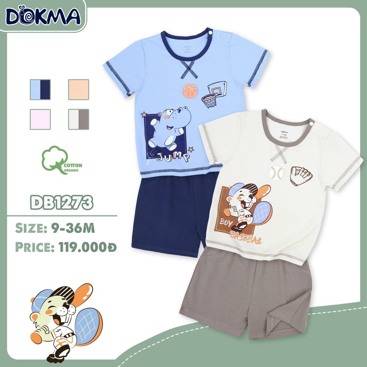 DB1273 - Đồ bộ bé trai và bé gái 9-36M