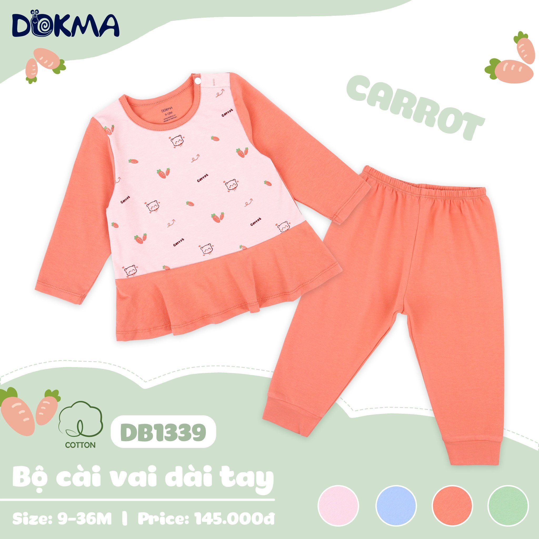 DB1339 - Bộ dài tay mặc ngủ bé trai và bé gái 9-36M