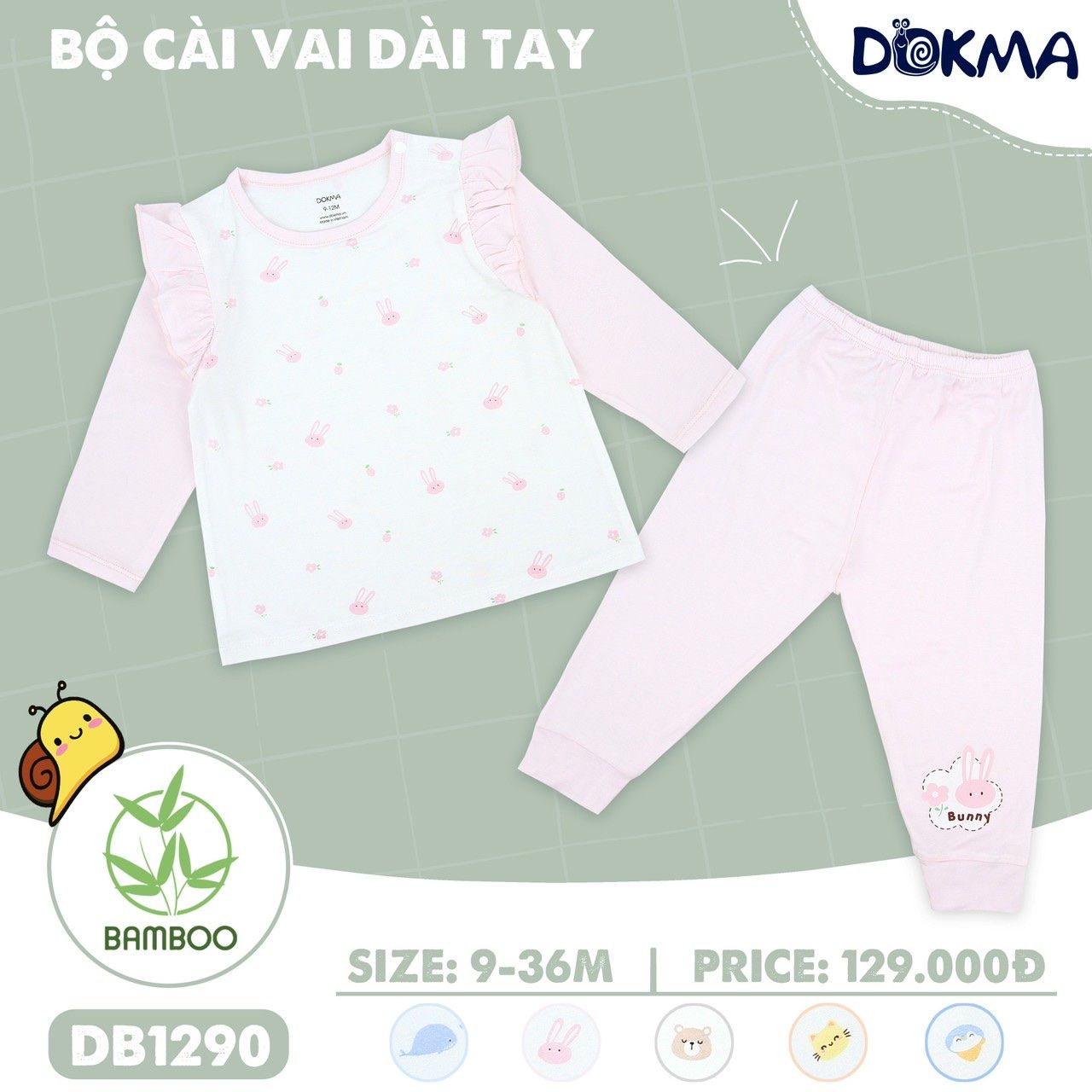  DB1290 - Bộ dài tay mặc nhà cho bé 9-36M 