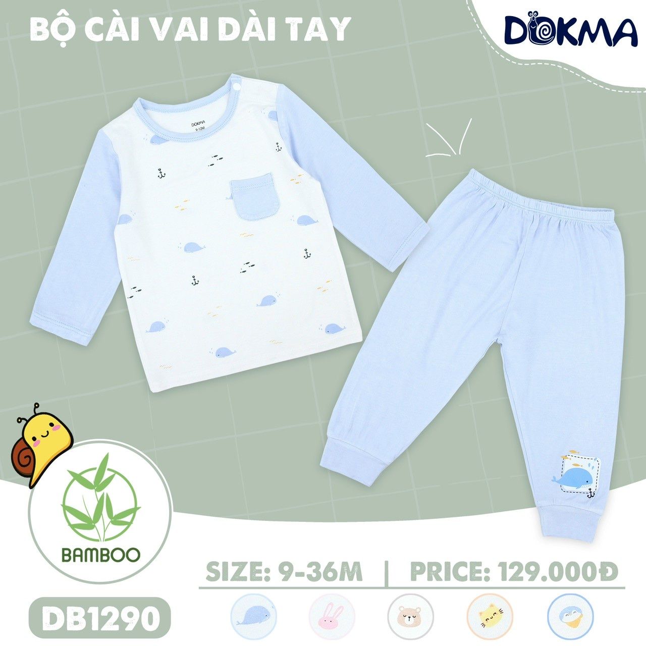  DB1290 - Bộ dài tay mặc nhà cho bé 9-36M 