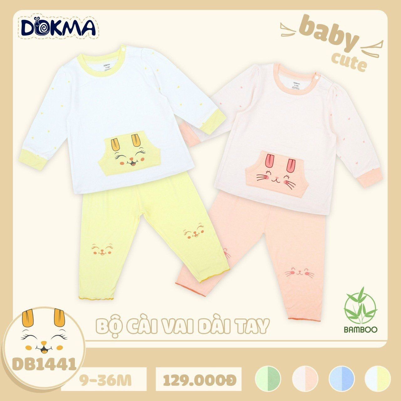 DB1441 - Bộ dài tay mặc ngủ cho bé 9-36M