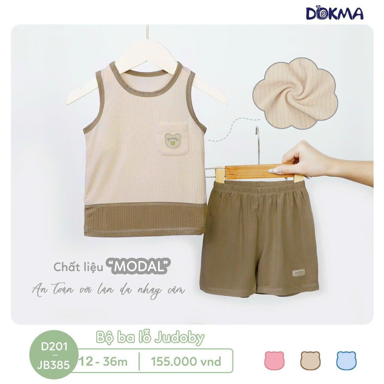 JB385 - Bộ ba lỗ thun Modal cho bé
