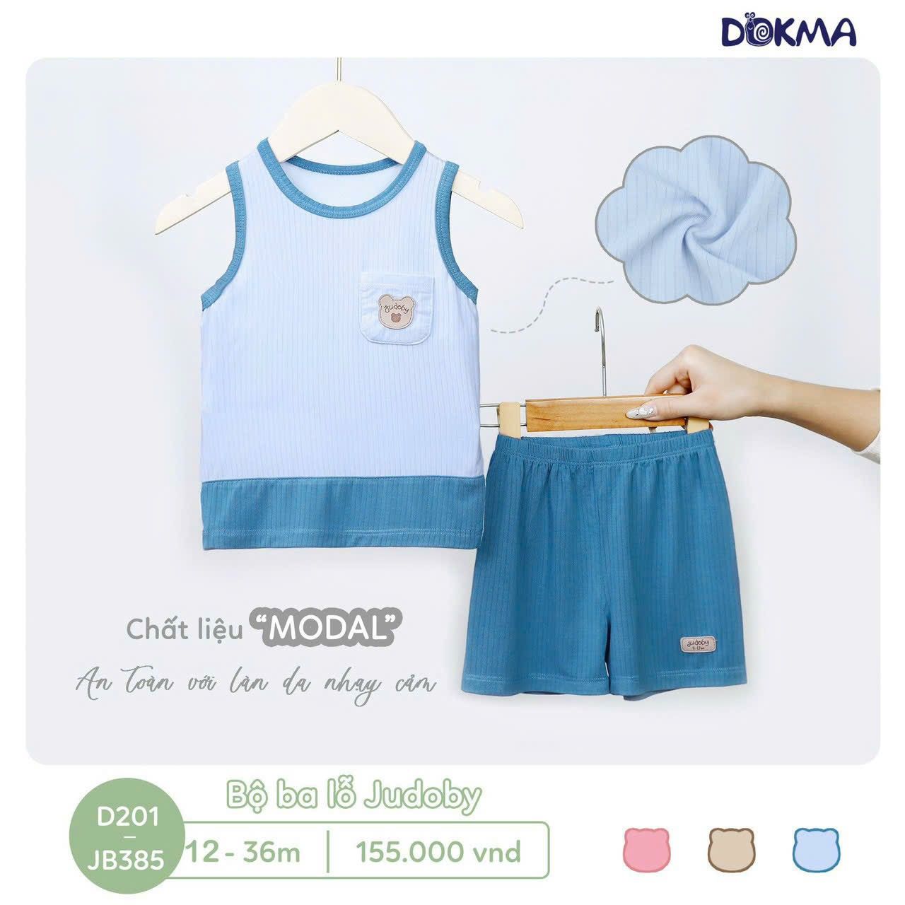 JB385 - Bộ ba lỗ thun Modal cho bé