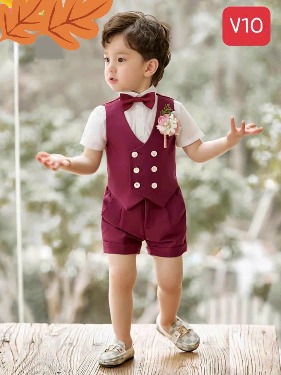 Set vest short công tử cho bé trai