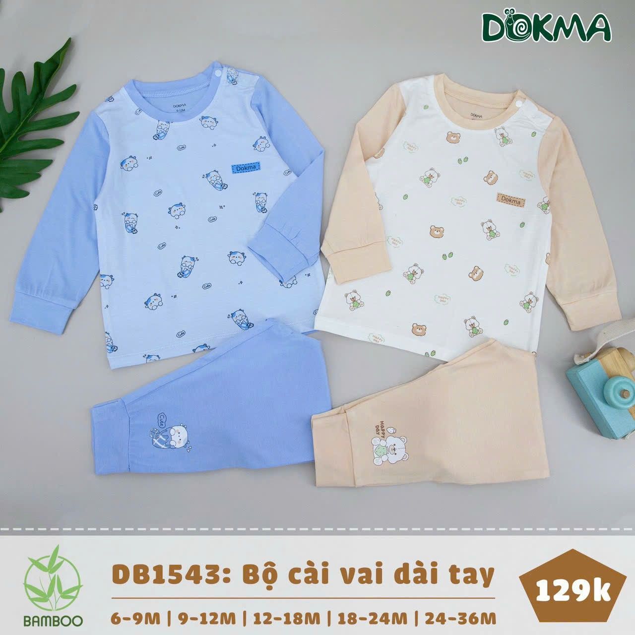 DB1543 - Đồ bộ cotton dài tay cho bé mặc ngủ từ 9-36M