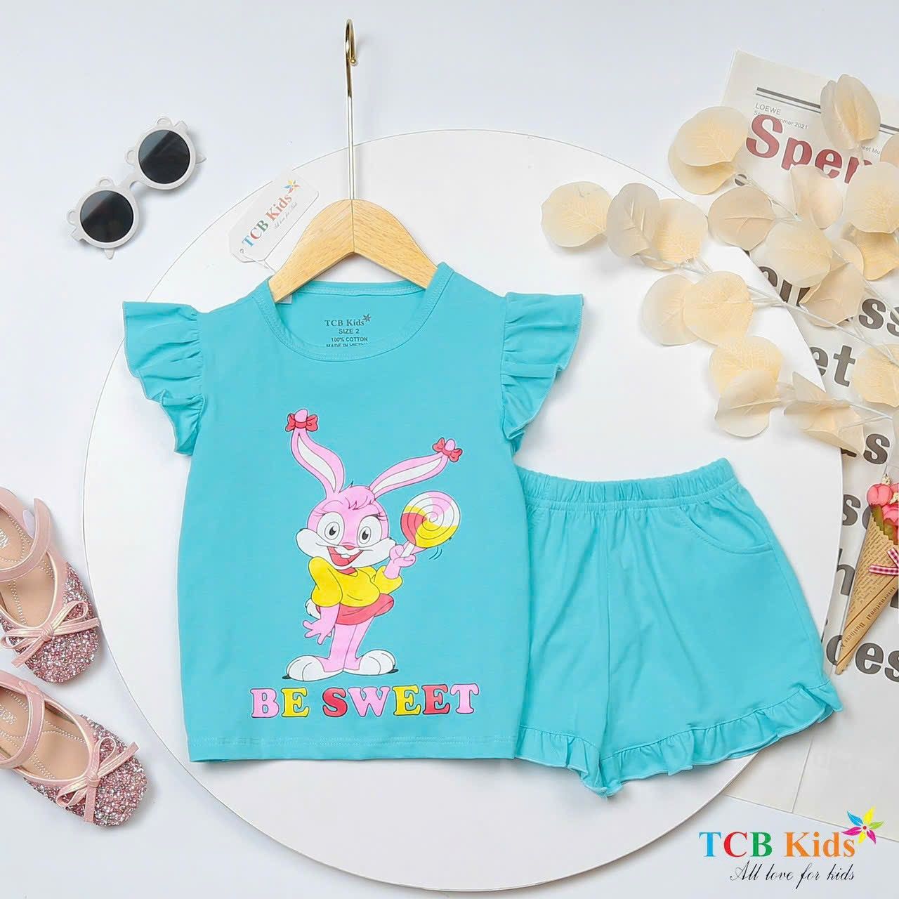 Bộ thun đùi bé gái họa tiết thỏ