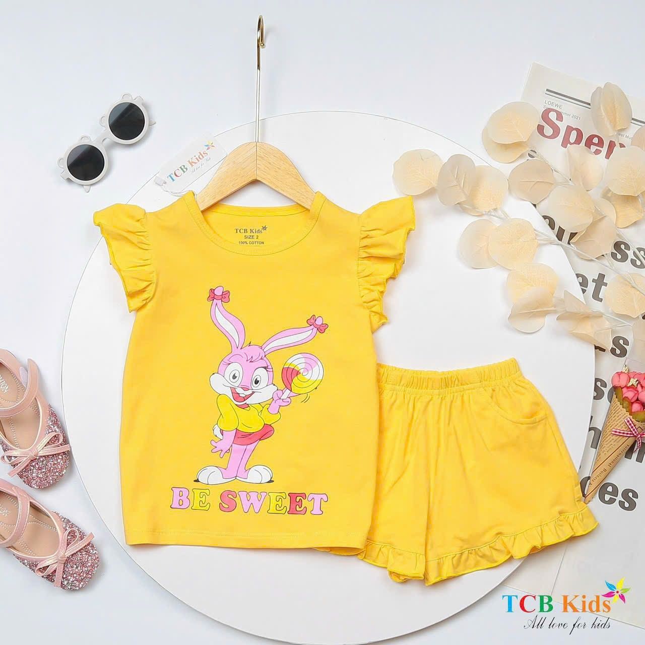 Bộ thun đùi bé gái họa tiết thỏ