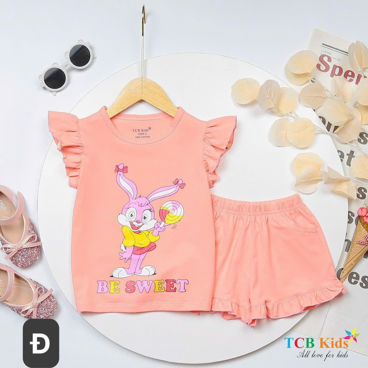 Bộ thun đùi bé gái họa tiết thỏ