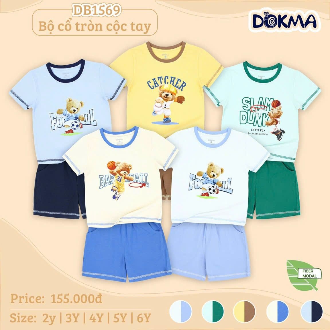 DB1569 - Đồ bộ thun cotton mặc nhà cho bé trai từ 2-6 tuổi