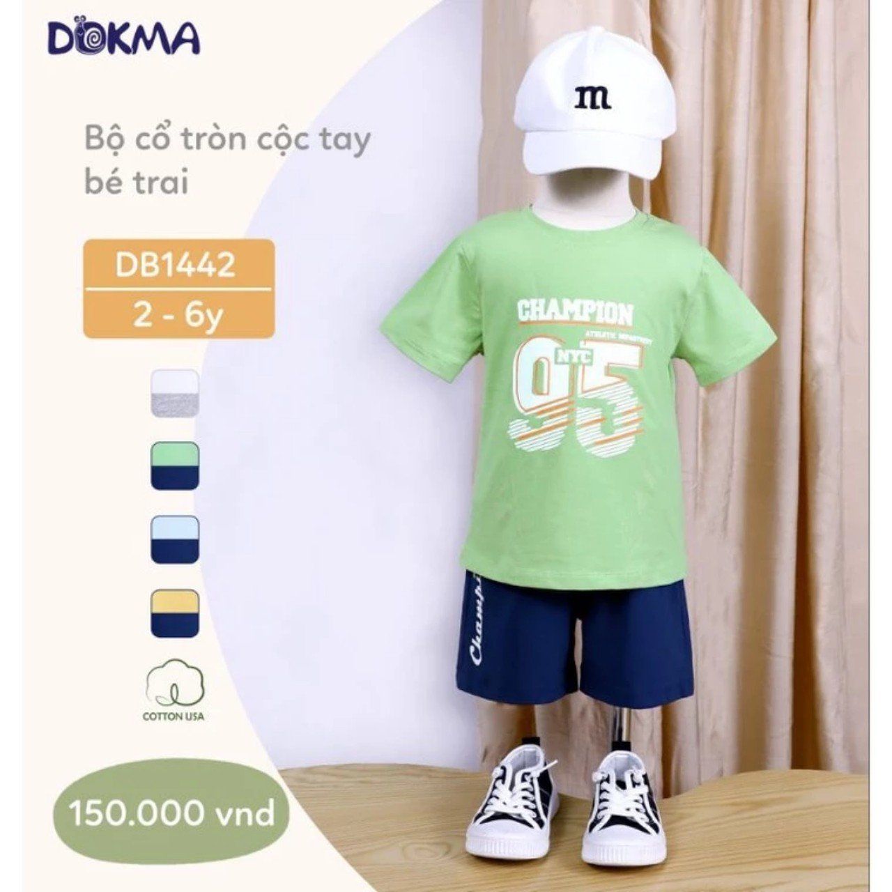 DB1442 - Đồ bộ thun cộc tay cotton mặc nhà cho bé trai 2-6 tuổi