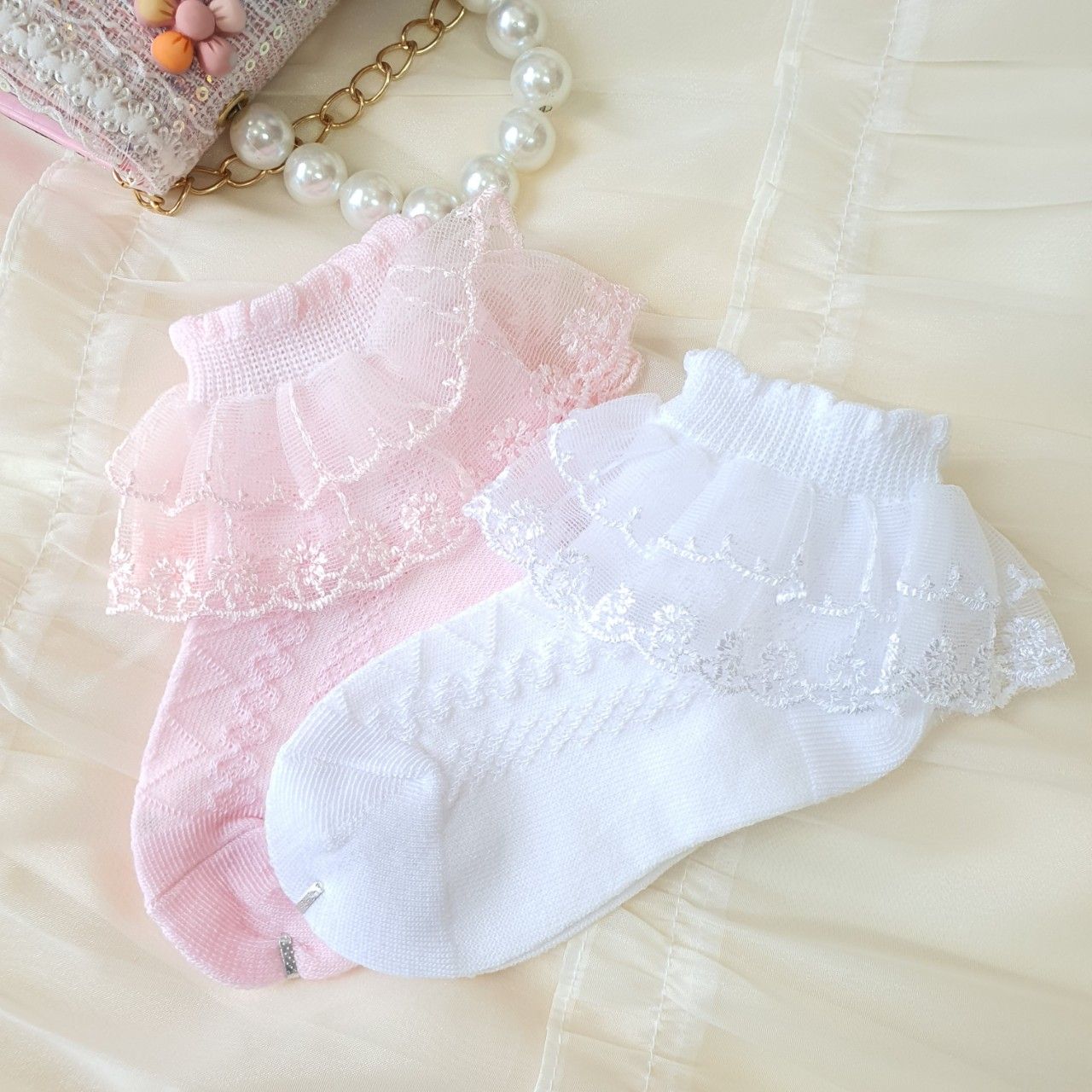 Vớ công chúa phối ren xinh xắn cho bé từ 1 đến 3 tuổi đi múa, đi tiệc