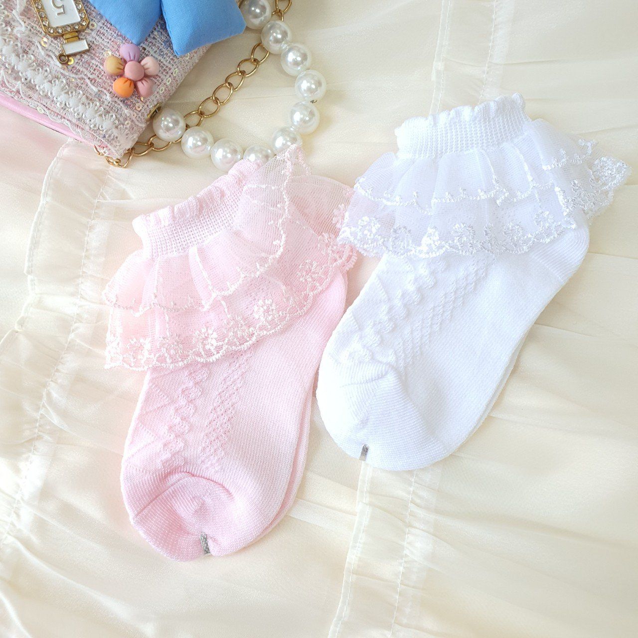 Vớ công chúa phối ren xinh xắn cho bé từ 1 đến 3 tuổi đi múa, đi tiệc