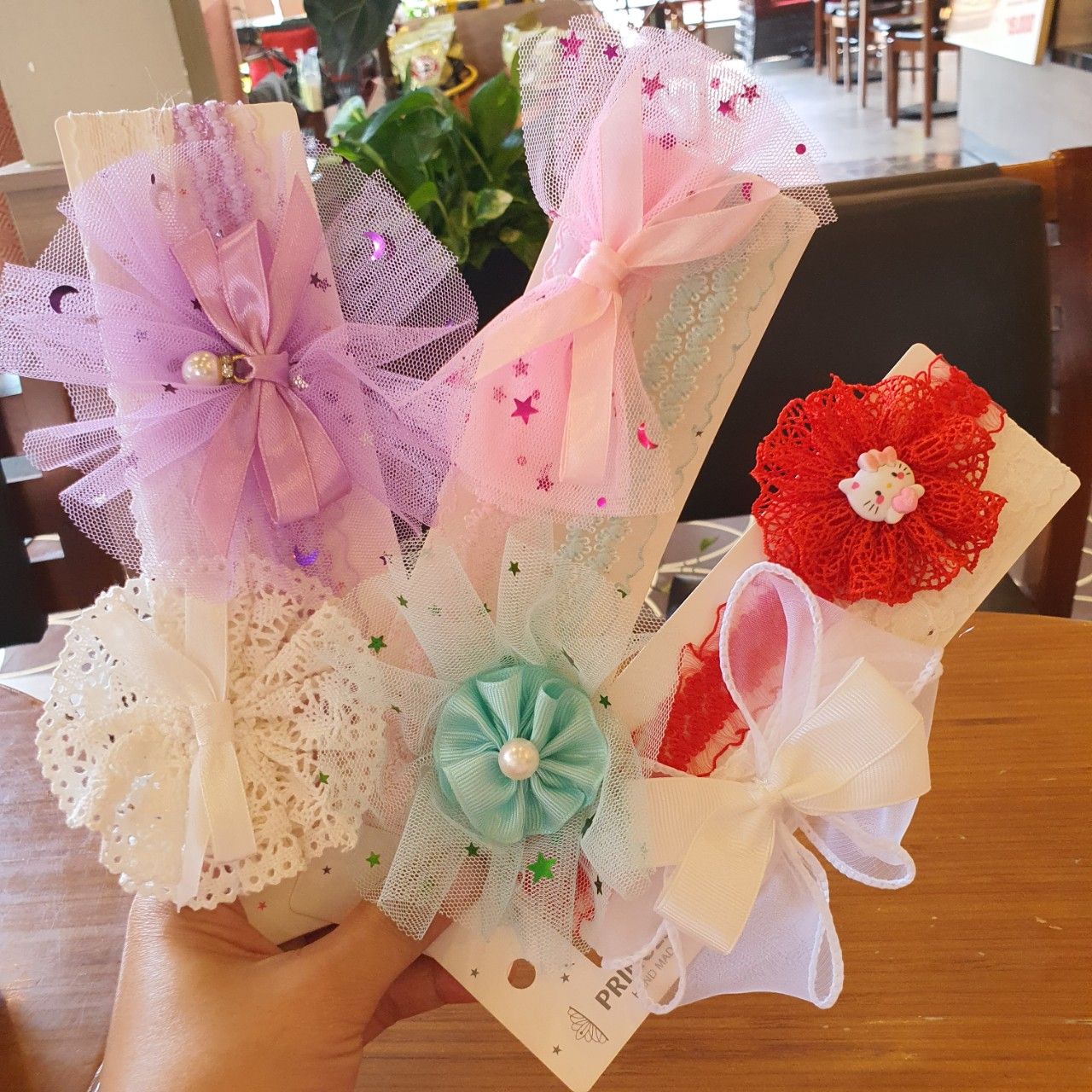 Set 2 băng đô nơ cho bé sơ sinh từ 0 đến 2 tuổi