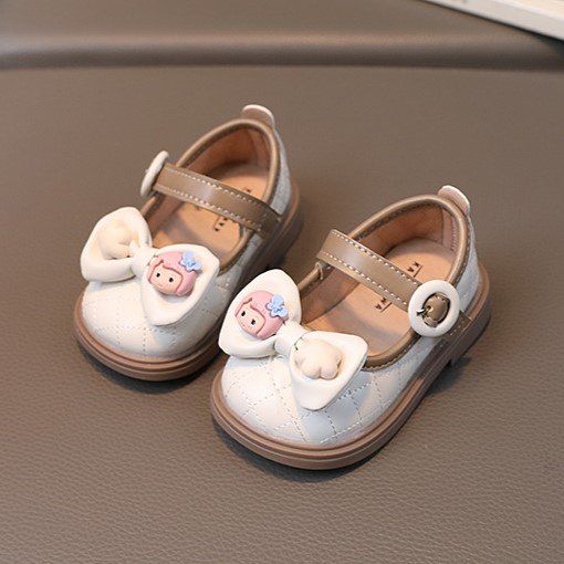  Giày búp bê tập đi da mềm nơ đính charm xinh xắn cho bé gái từ 1 đến 4 tuổi 