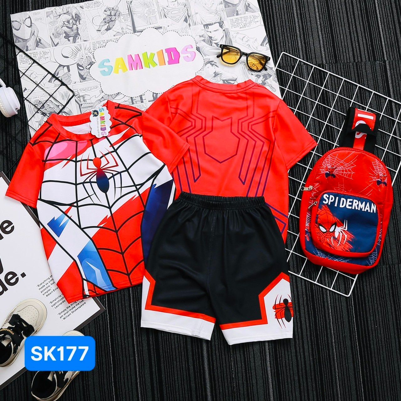 Bộ thun bé trai họa tiết Spiderman 3D (SK177)