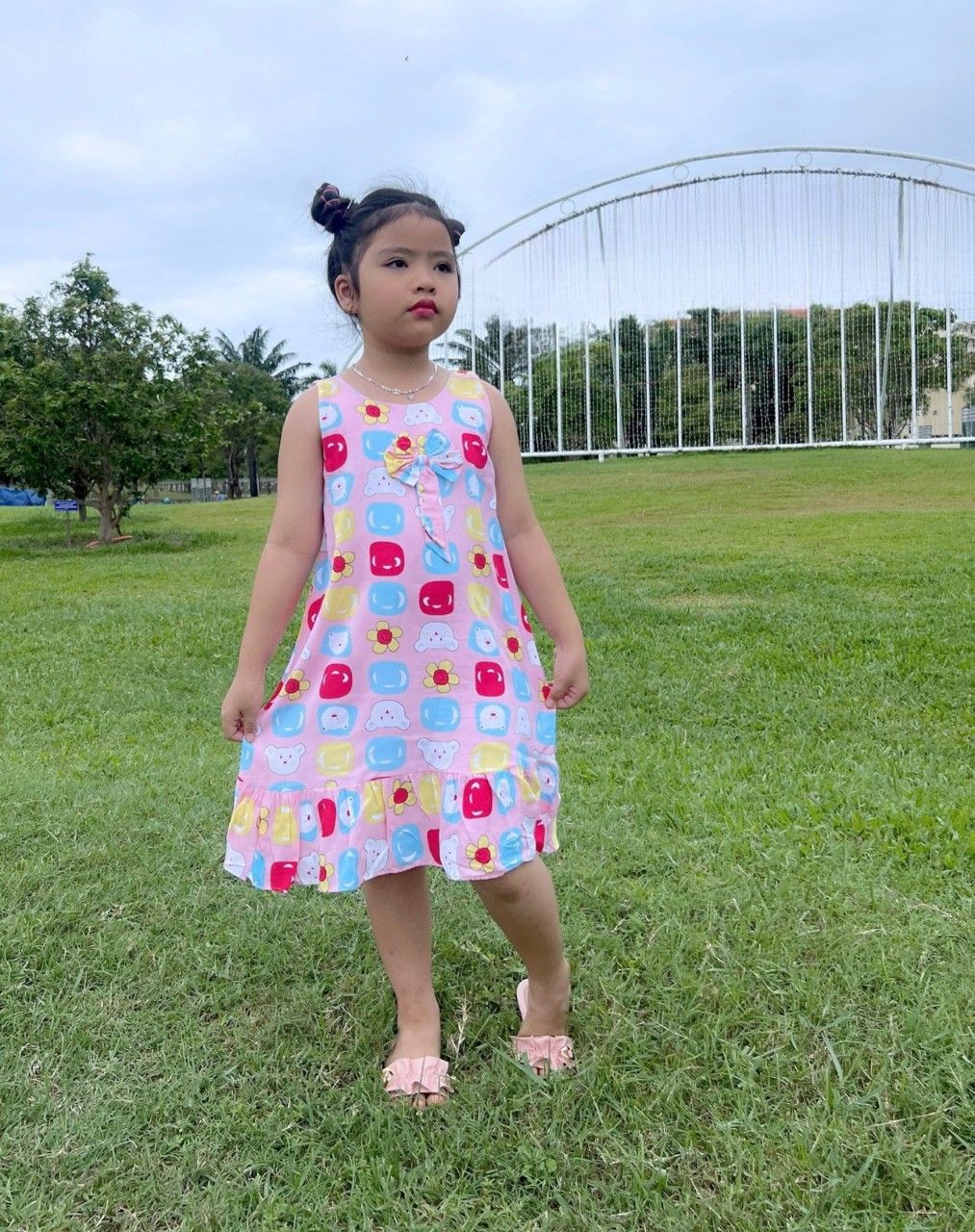 Đầm tole sát nách mặc nhà cho bé gái từ 15-33kg