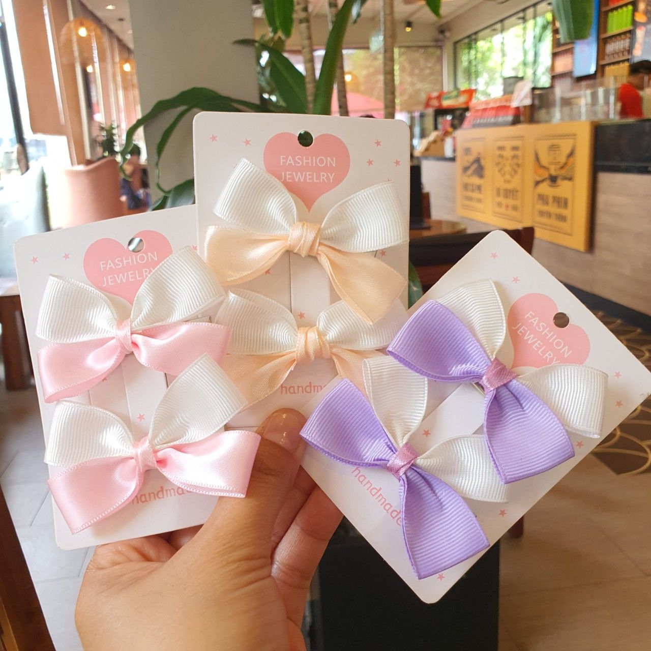 Set 2 kẹp tóc và cột tóc nơ ruy băng xinh xắn cho bé gái