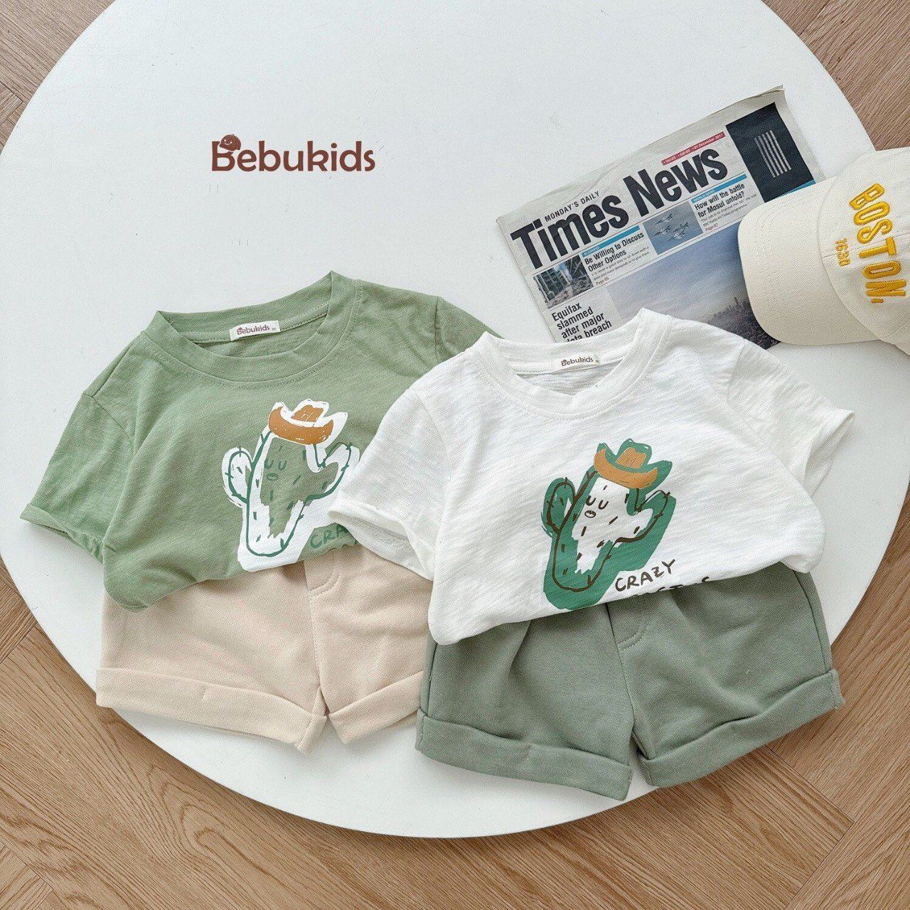 Set bộ bé trai họa tiết xương rồng
