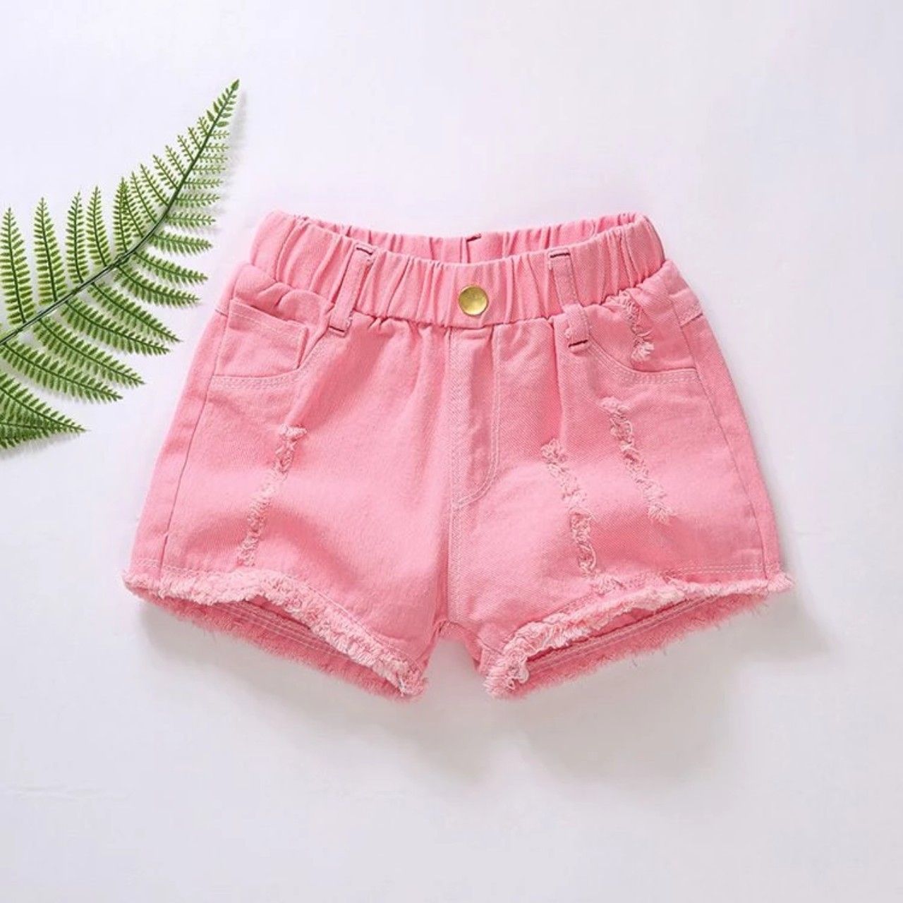 Quần short jean denim mềm mại, lưng thun wax rách sành điệu