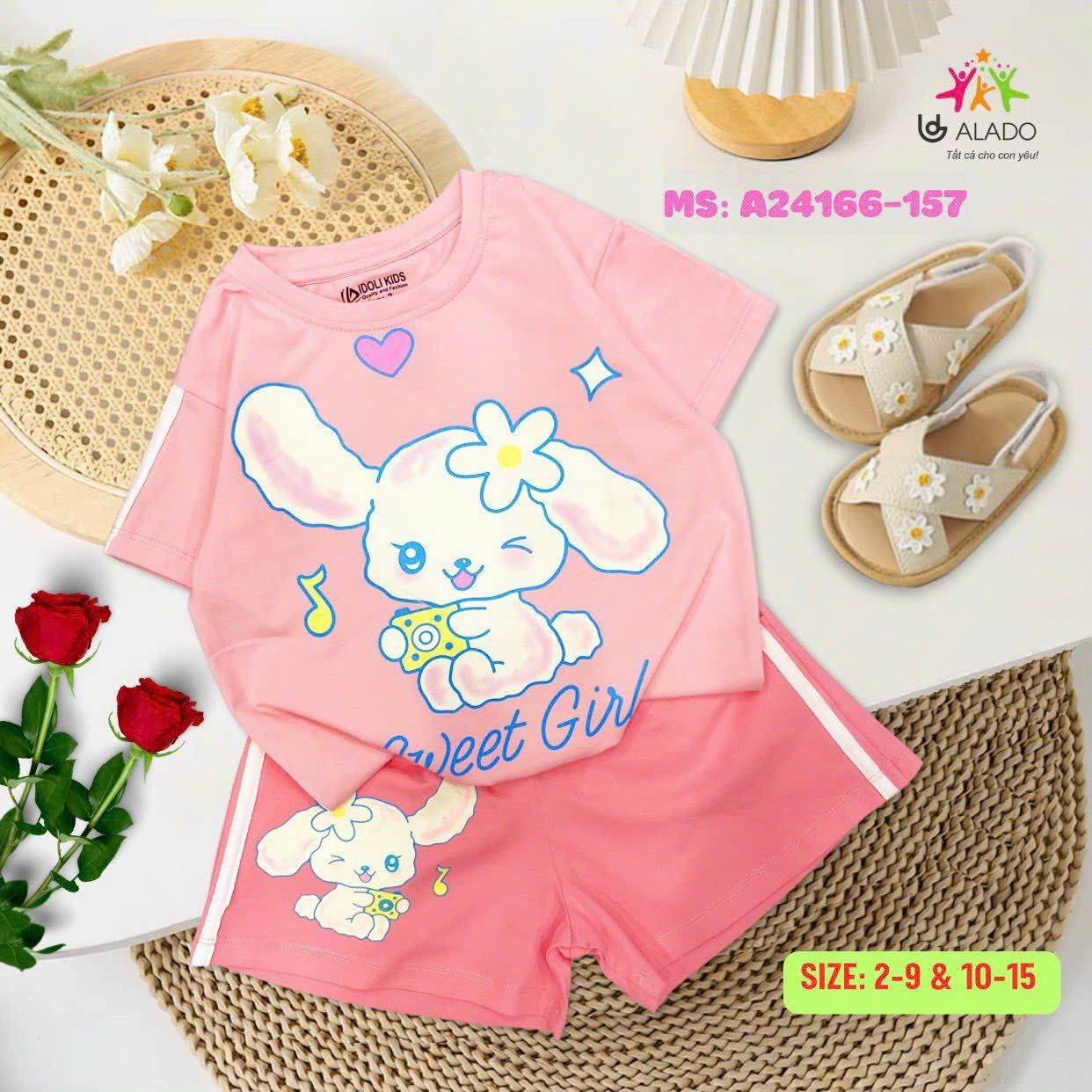 Bộ thun đùi cotton bé gái họa tiết Cinnamon xinh xắn