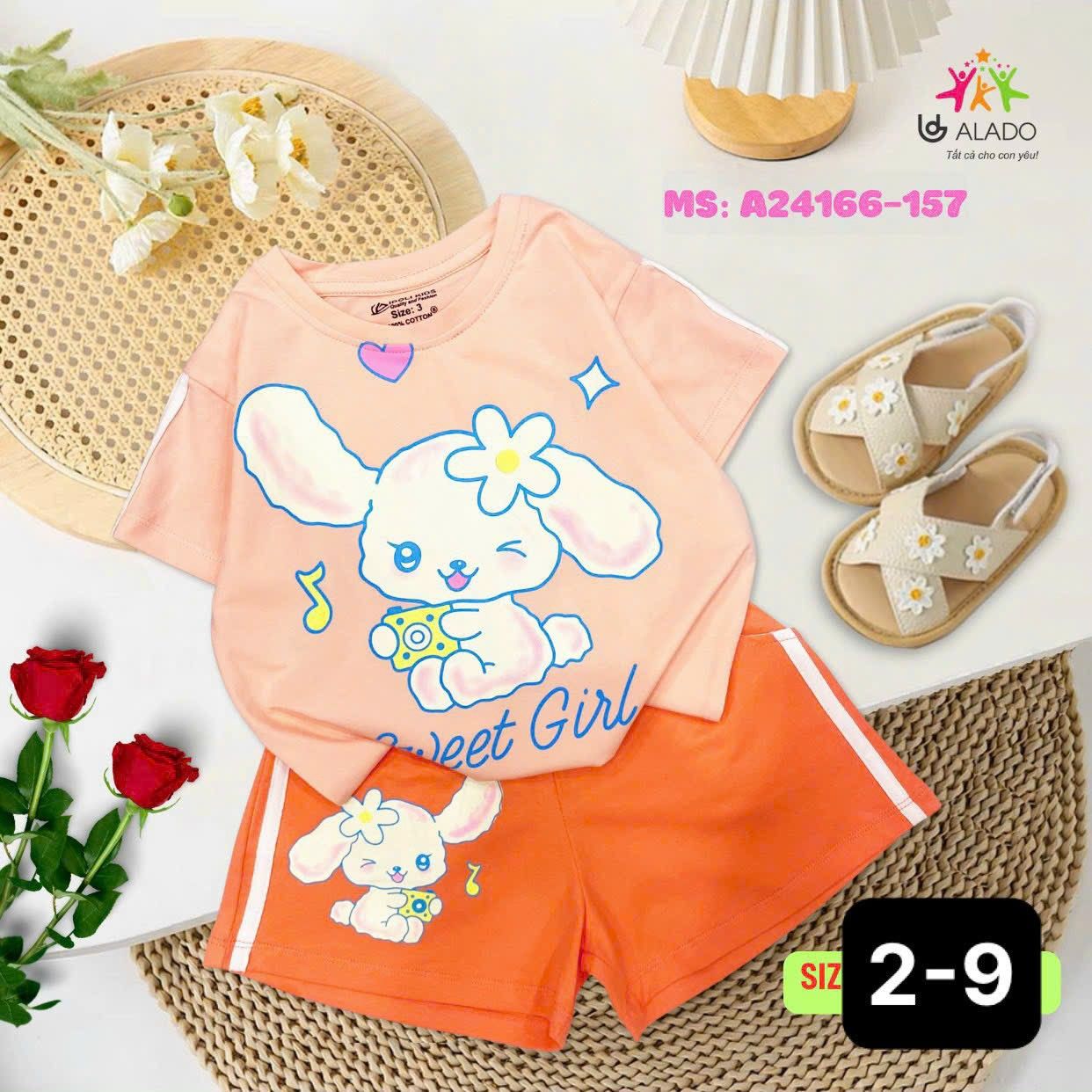 Bộ thun đùi cotton bé gái họa tiết Cinnamon xinh xắn