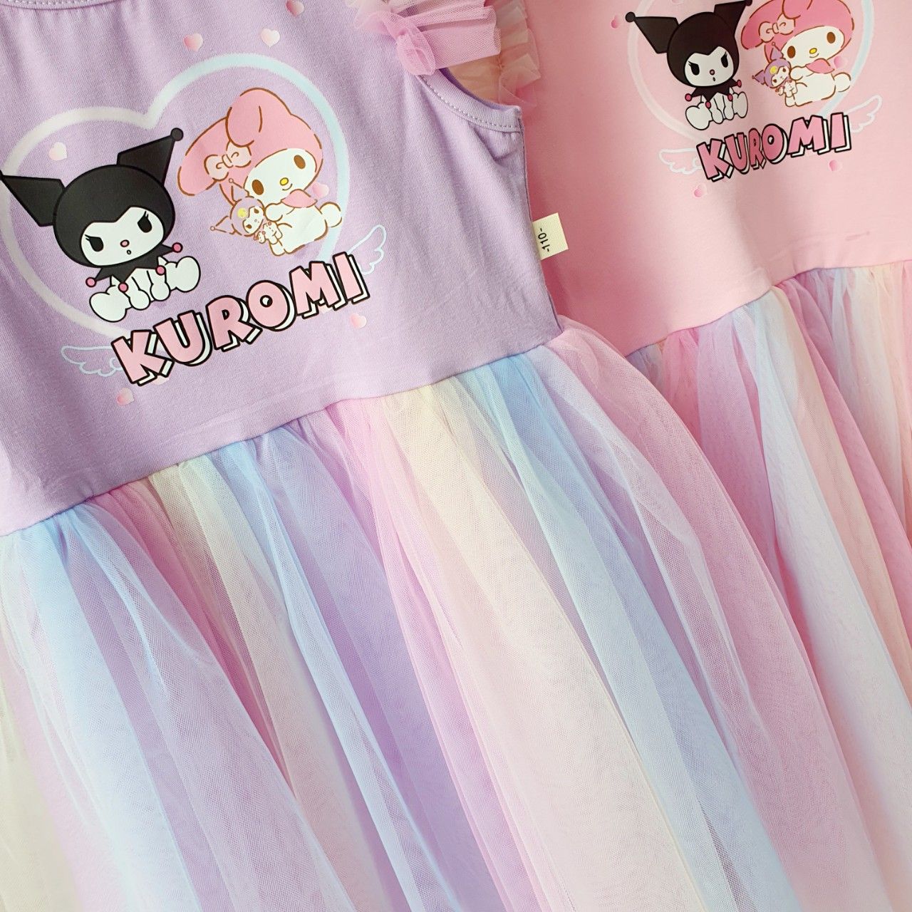 Đầm công chúa họa tiết Kuromi Melody phối lưới nhiều màu mềm mịn dễ thương D26 _ Beekids