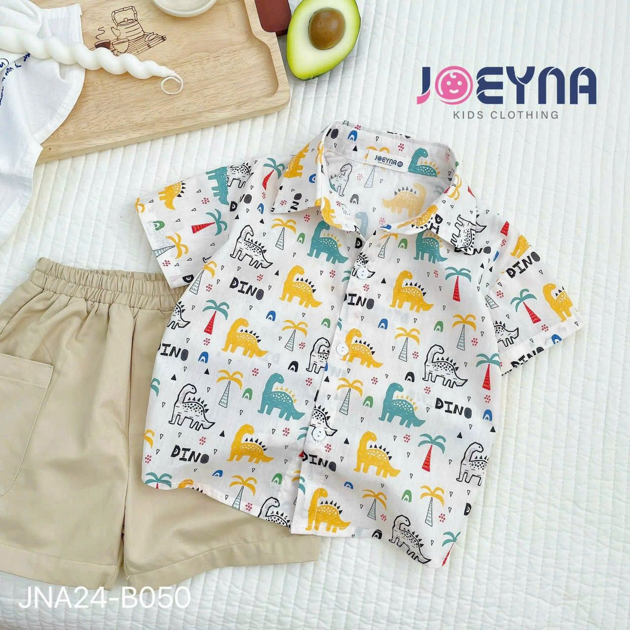 Set áo sơ mi khủng long quần kaki túi hộp cực chất