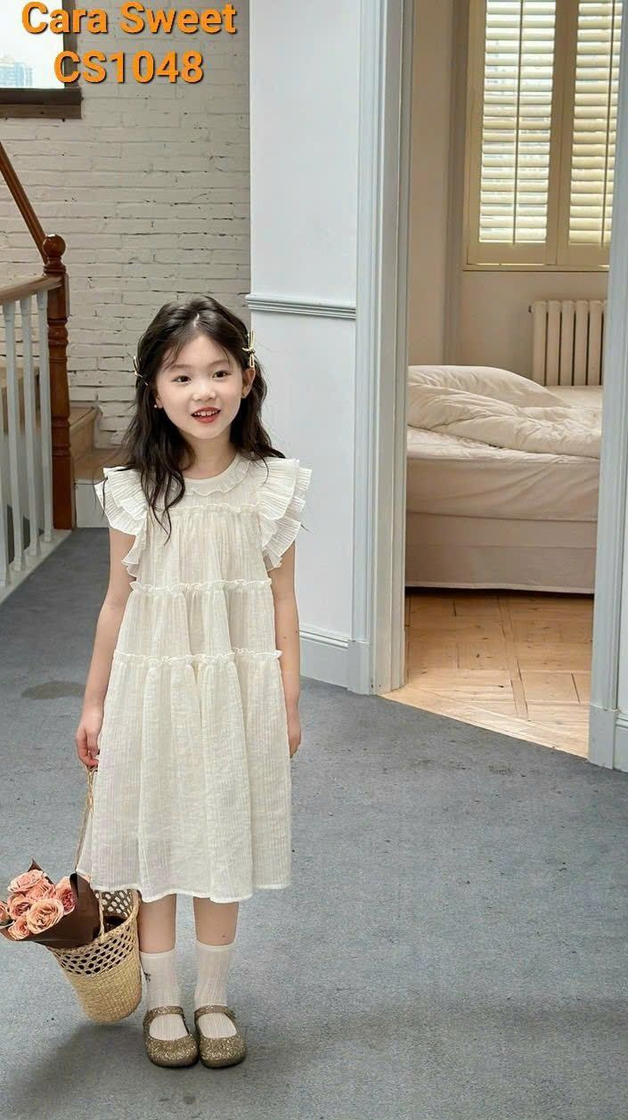 Đầm tơ nhẹ mềm cho bé gái phong cách tiểu thư
