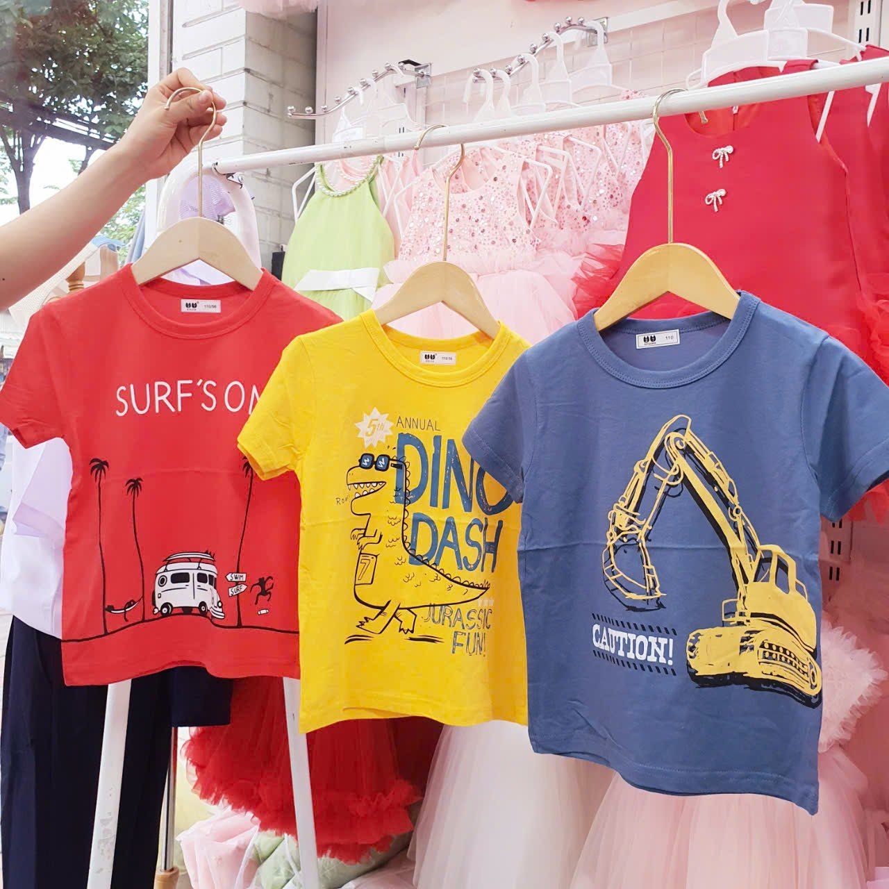 Áo thun cotton cho bé họa tiết hoạt hình siêu dễ thương