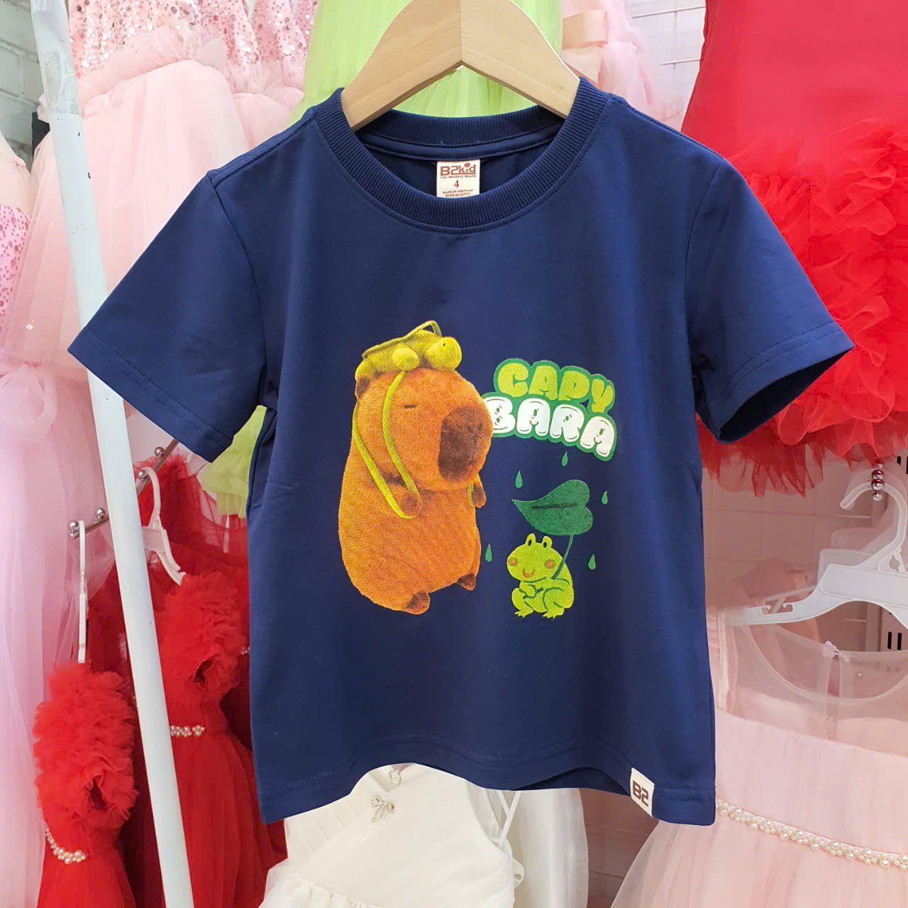 Áo thun cotton cho bé trai và bé gái họa tiết Capybara