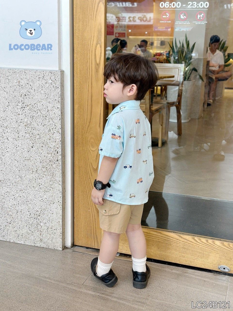 Set bé trai áo sơ mi họa tiết phối quần kaki mềm mại S01 _ Beekids