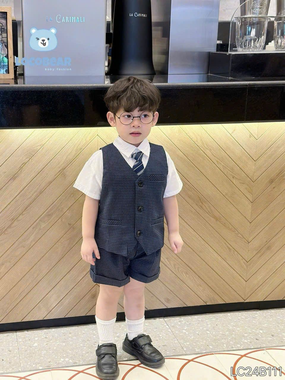 Set gile công tử 4 chi tiết kèm cà vạt cực sang cho bé trai S03 _ Beekids