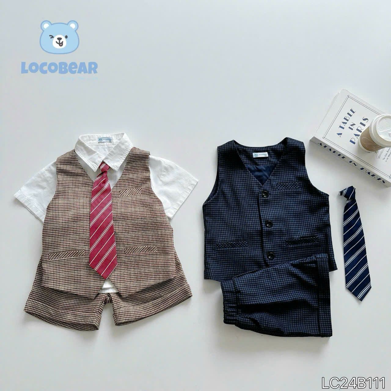 Set gile công tử 4 chi tiết kèm cà vạt cực sang cho bé trai S03 _ Beekids