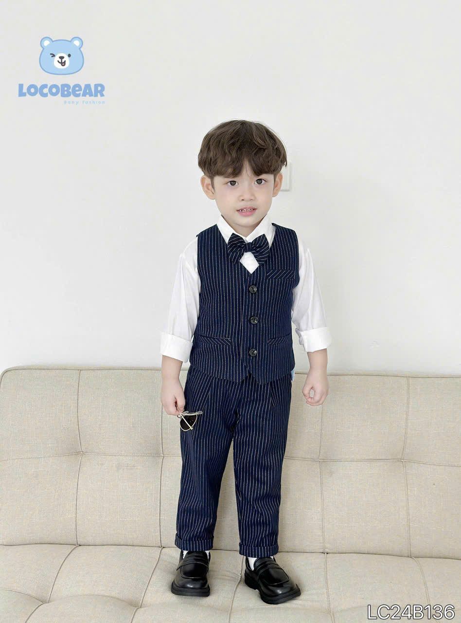 Set vest gile cho bé trai diện đi tiệc phong cách Hàn Quốc cực sang S02 _ Beekids