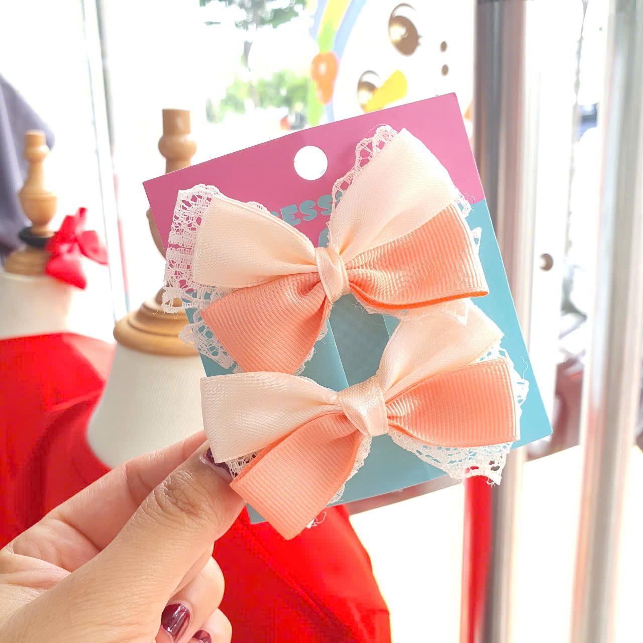 Set 2 kẹp tóc nơ ruy băng xinh xắn cho bé gái T04 _ Beekids