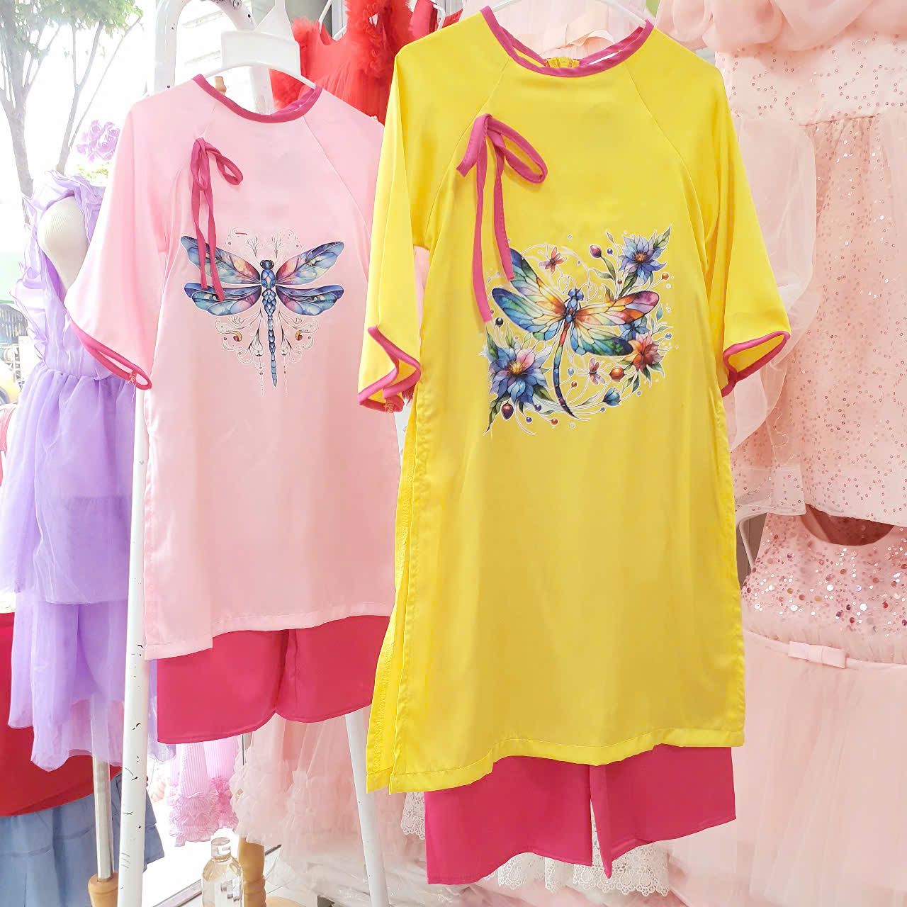 Bộ áo dài Tết cho bé hoa bướm sắc xuân siêu xinh AD01 _ Beekids