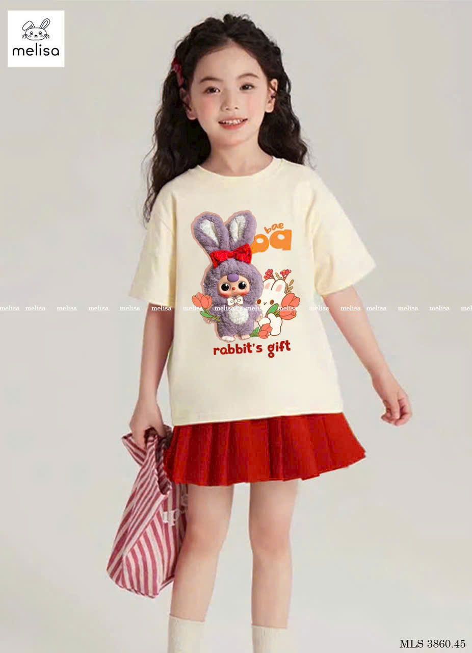 Set váy phối áo thun in hình thú nhồi bông Baby Three siêu hot hit S11 _ Beekids