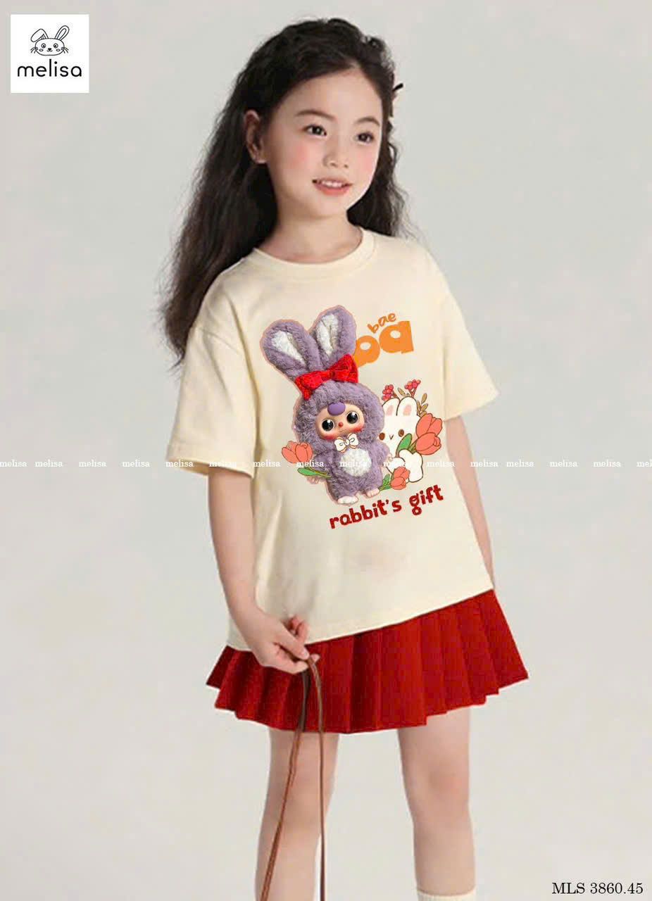 Set váy phối áo thun in hình thú nhồi bông Baby Three siêu hot hit S11 _ Beekids