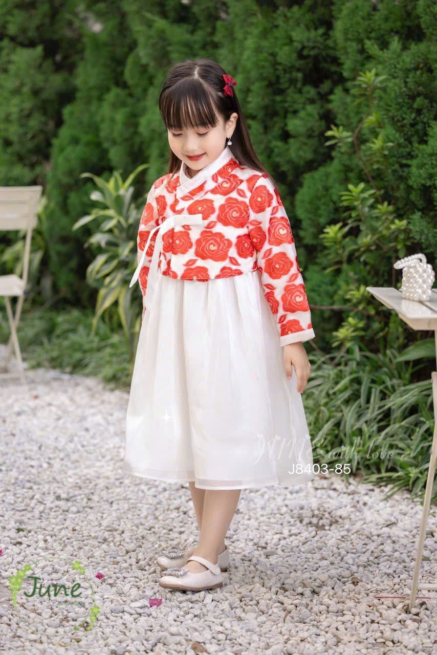 Set hanbok cho bé gái họa tiết hoa dập nổi cực yêu S10 _ Beekids