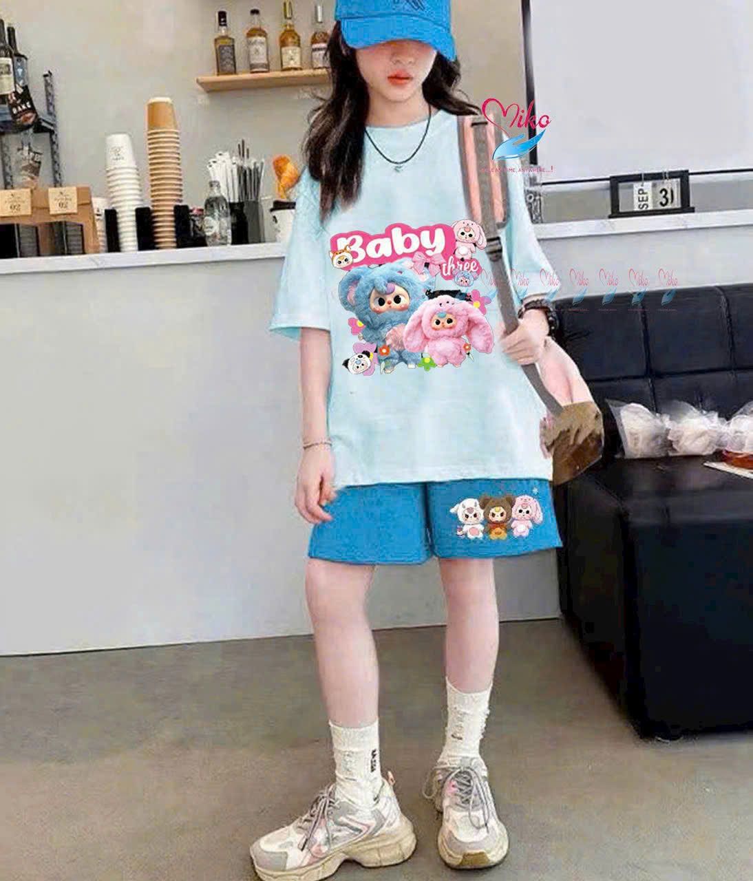 Bộ thun đùi Baby Three siêu dễ thương cho mẹ và bé mặc chung đôi S20 _ Beekids