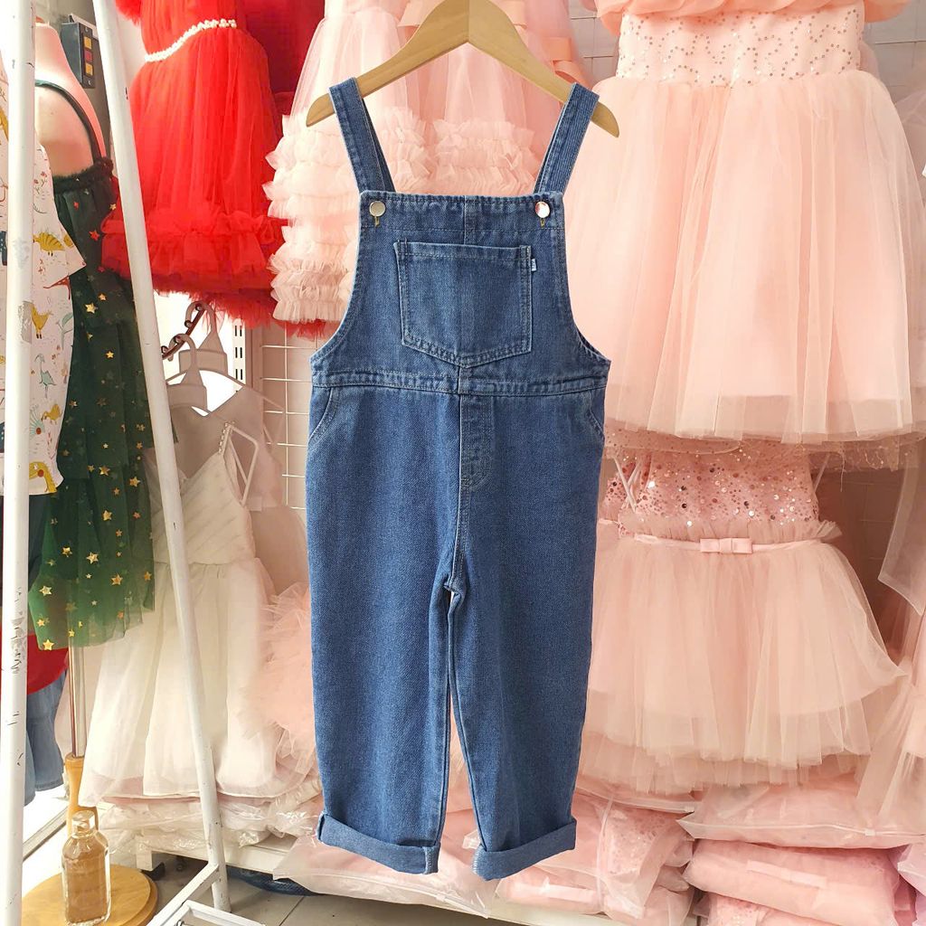 Quần yếm jean dáng dài cho bé trai và bé gái phong cách Hàn Quốc Q07 _ Beekids