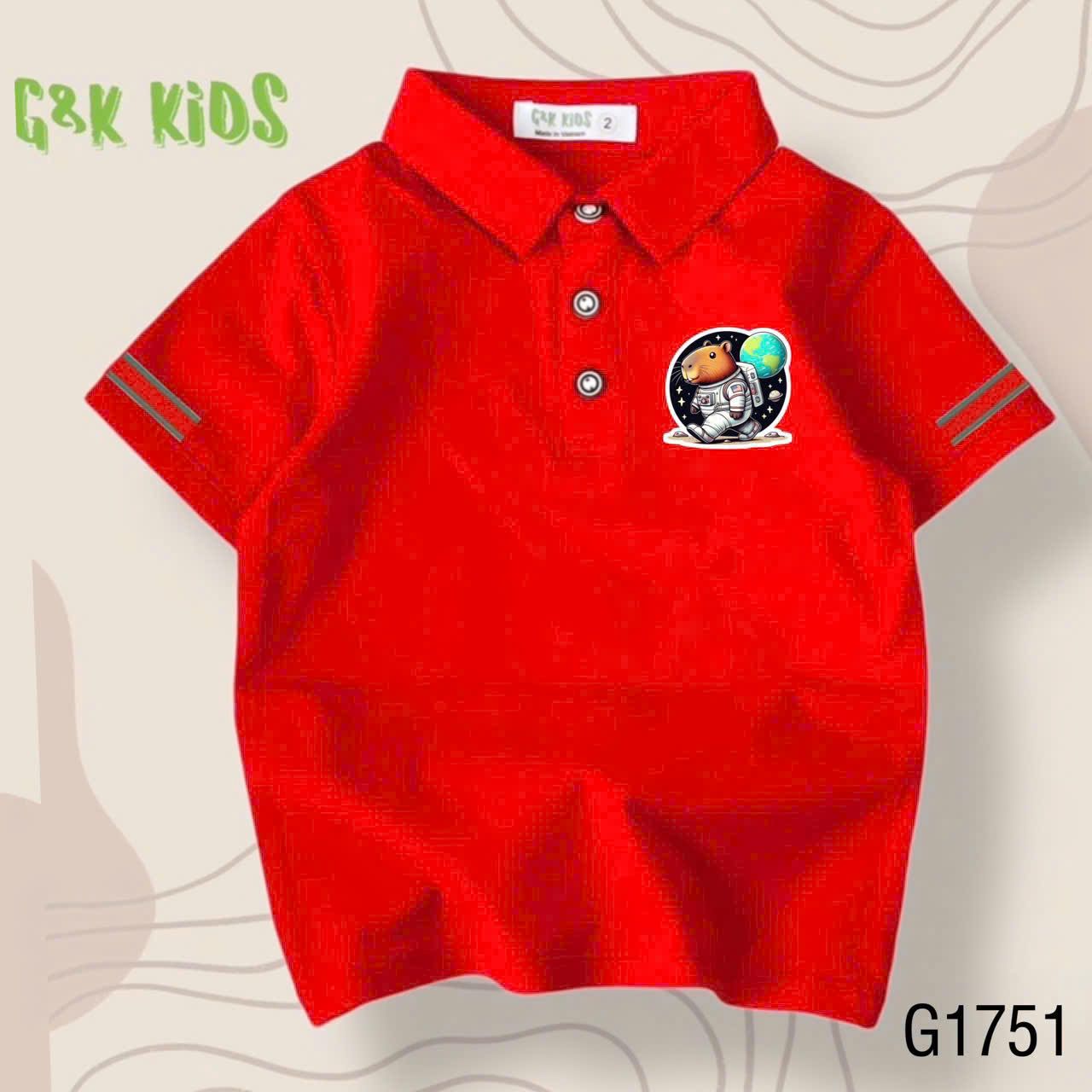 Áo thun cổ trụ cho bé và gia đình mặc cùng nhau họa tiết phi hành gia Capybara A07 _ Beekids