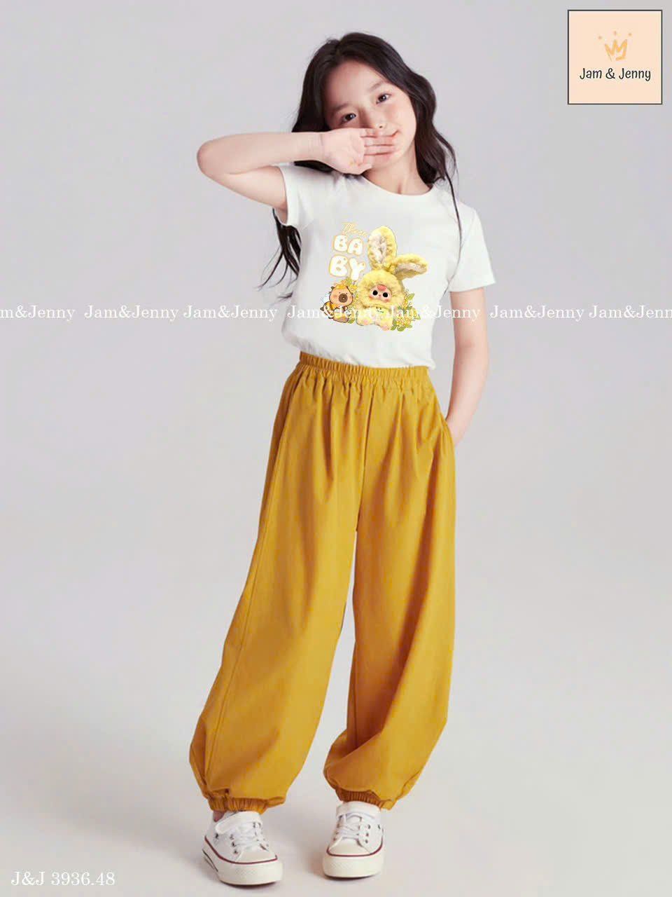 Set bé gái Baby Three áo thun croptop quần bo chung sành điệu S27 - Beekids