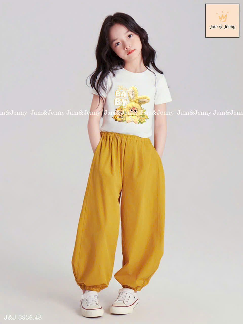 Set bé gái Baby Three áo thun croptop quần bo chung sành điệu S27 - Beekids