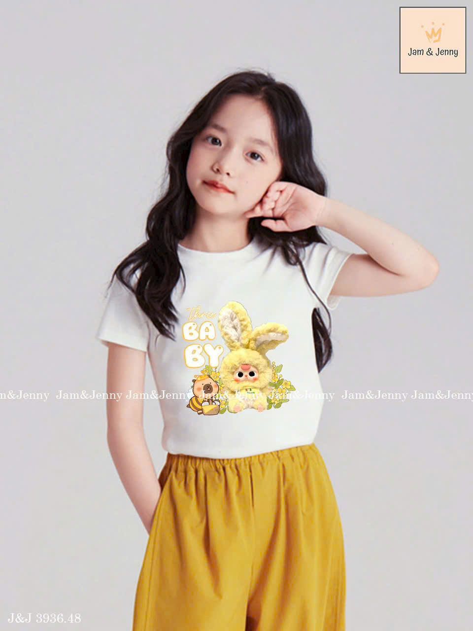 Set bé gái Baby Three áo thun croptop quần bo chung sành điệu S27 - Beekids