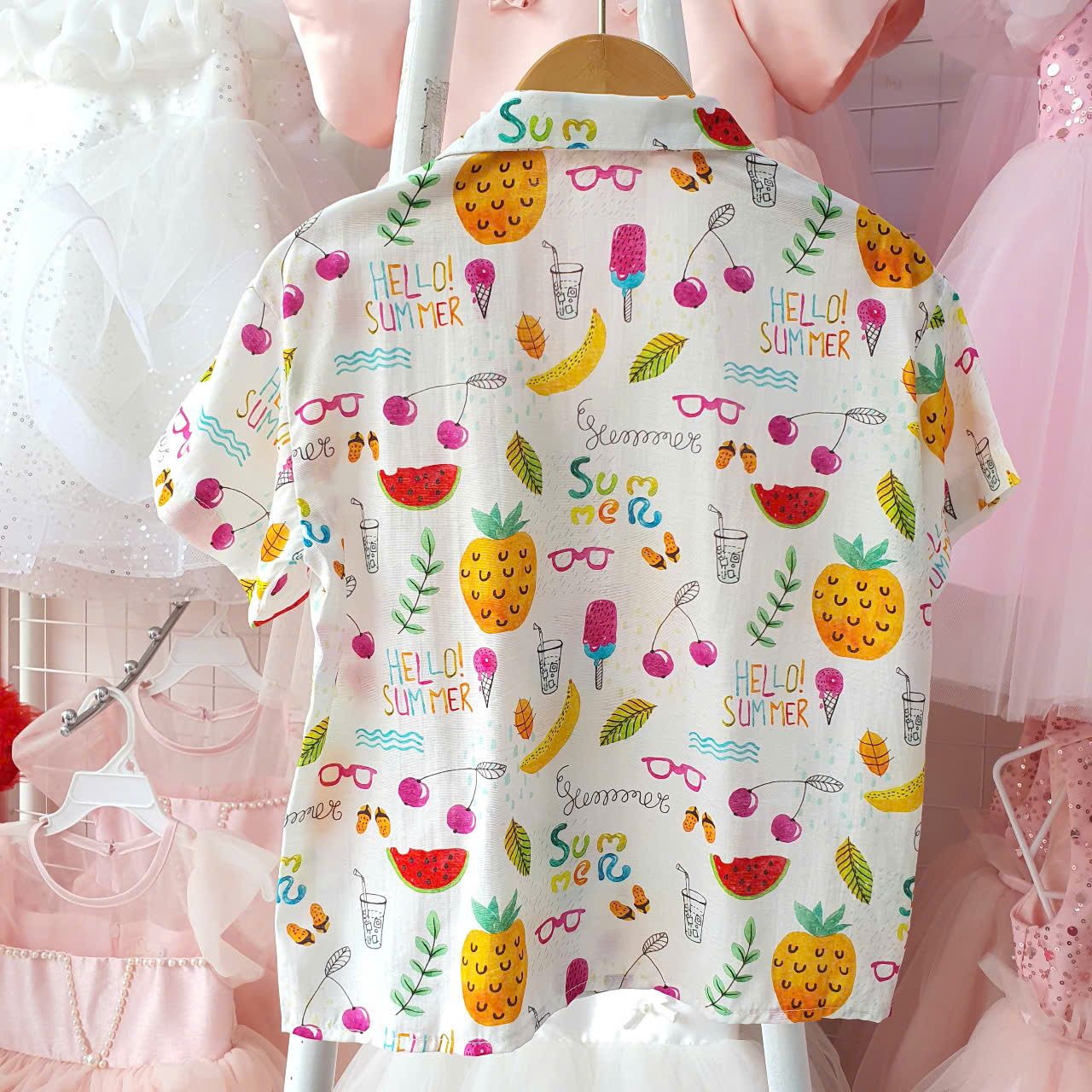 Áo sơ mi cho bé mặc đi biển đi chơi hè họa tiết trái cây dễ thương A20 _ Beekids