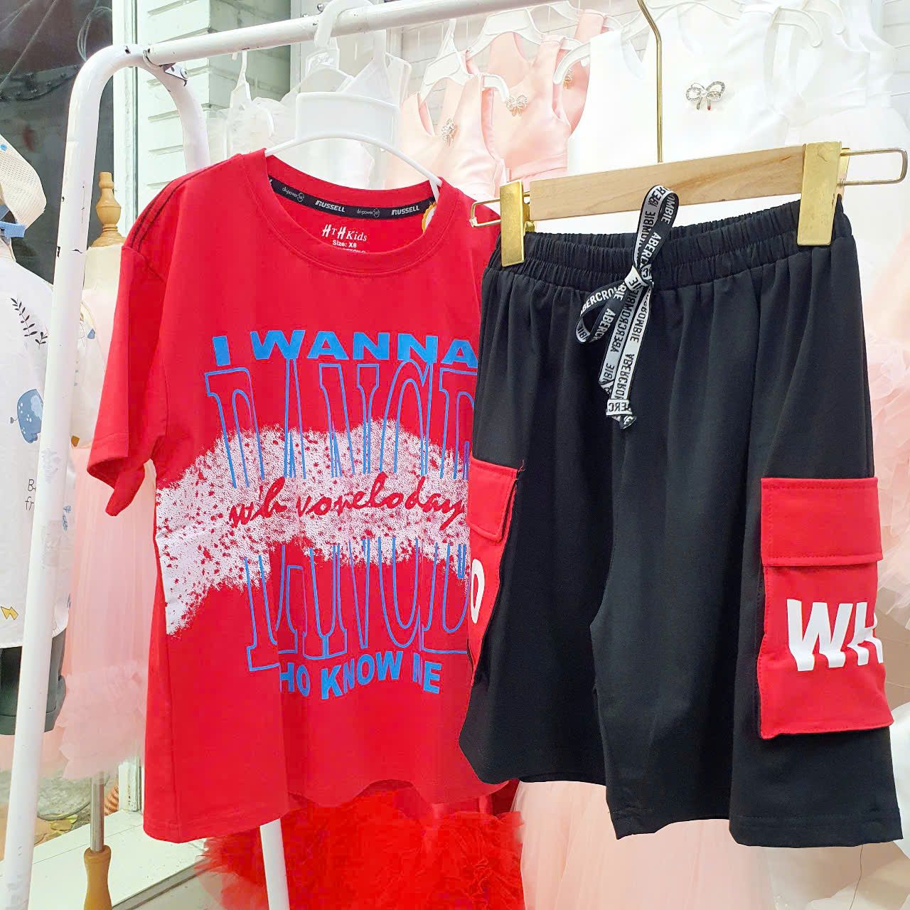 DB23 _ Đồ bộ thun cotton bé trai túi hộp in chữ Dance siêu ngầu_ Beekids