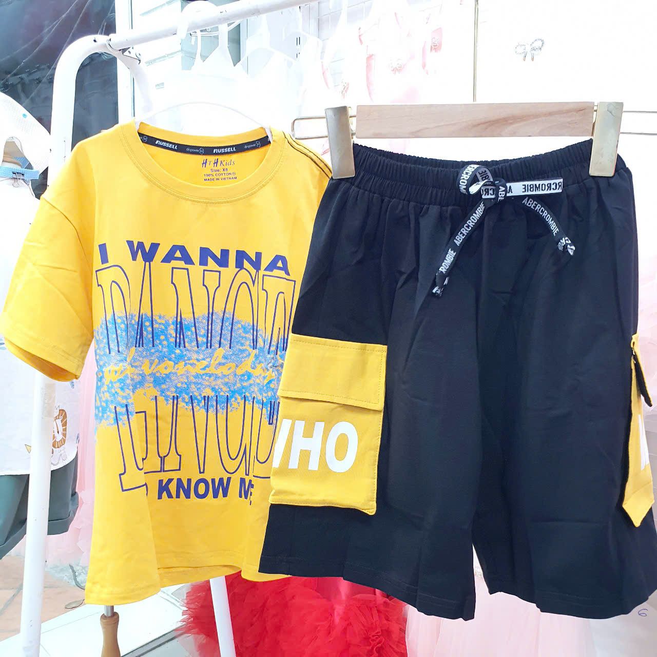 DB23 _ Đồ bộ thun cotton bé trai túi hộp in chữ Dance siêu ngầu_ Beekids